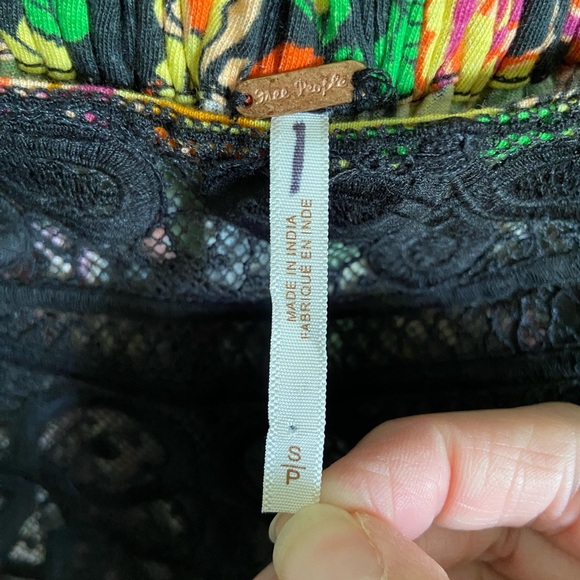 Free People Bali Moroccan Floral Printed Tunic Top Obsidian Combo Oversized S - Picture 5 of 11